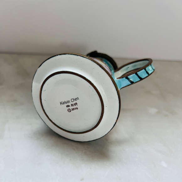 Authentic Kelvin Chen Cat Teapot No.1031 | Taiwan Cloisonné Enamel | Miniature - Picture 5 of 6